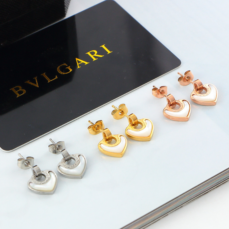 BVE4 heart-shaped titanium steel earrings jewelry