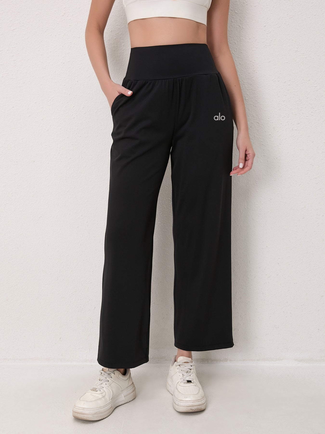 zalo3121 Women's loose yoga pants, super elastic straight leg pants, wide leg pants, clothing
