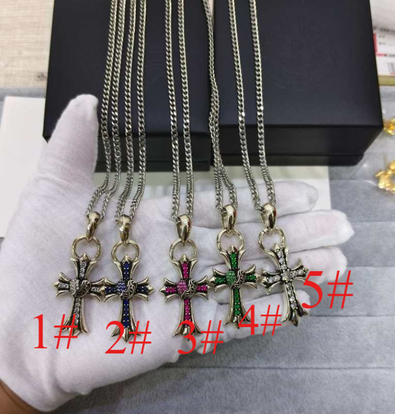 CHSN2 Men's and women's retro vine love cross side necklace jewelry