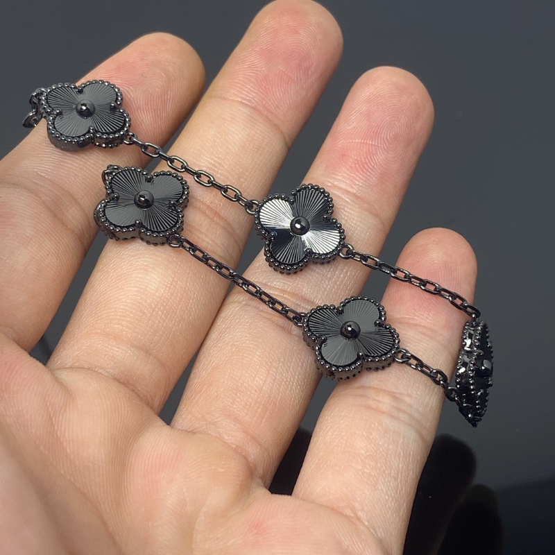 VAB55 Women's New Black Warrior Laser Five Flower Bracelet Jewelry