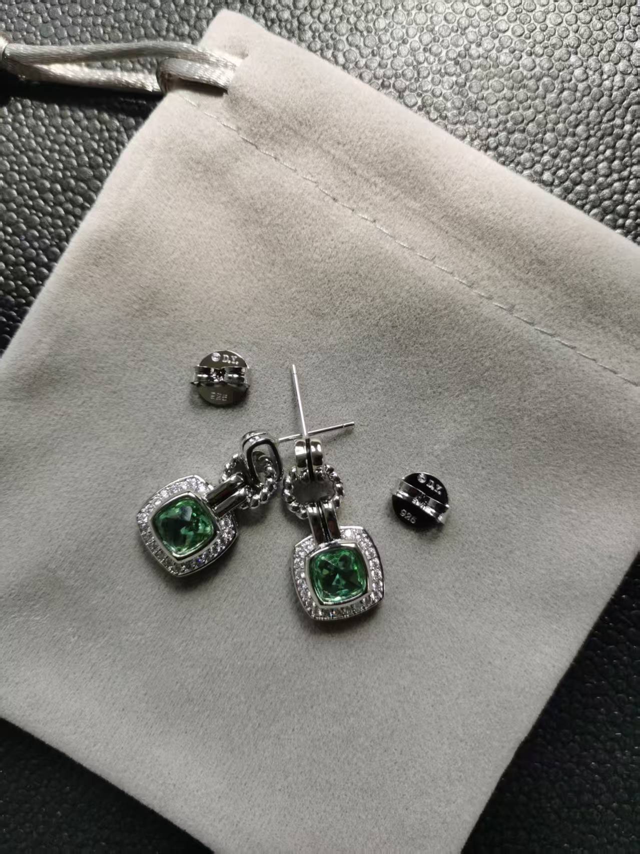 DY DE65 European and American Popular Versatile Zircon Link Twisted Double Button Earrings Jewelry