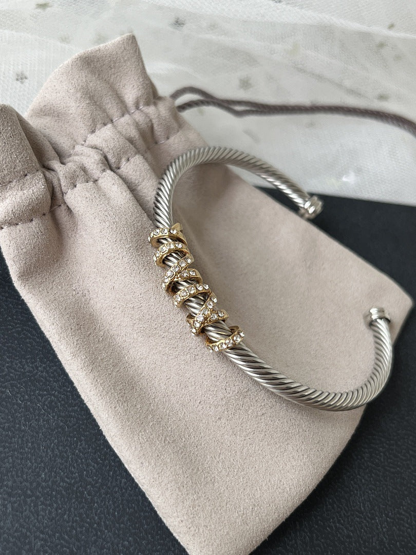 DY DVB2 Exquisite twisted wire 5m diamond inlaid bracelet 5a zircon couple cable jewelry