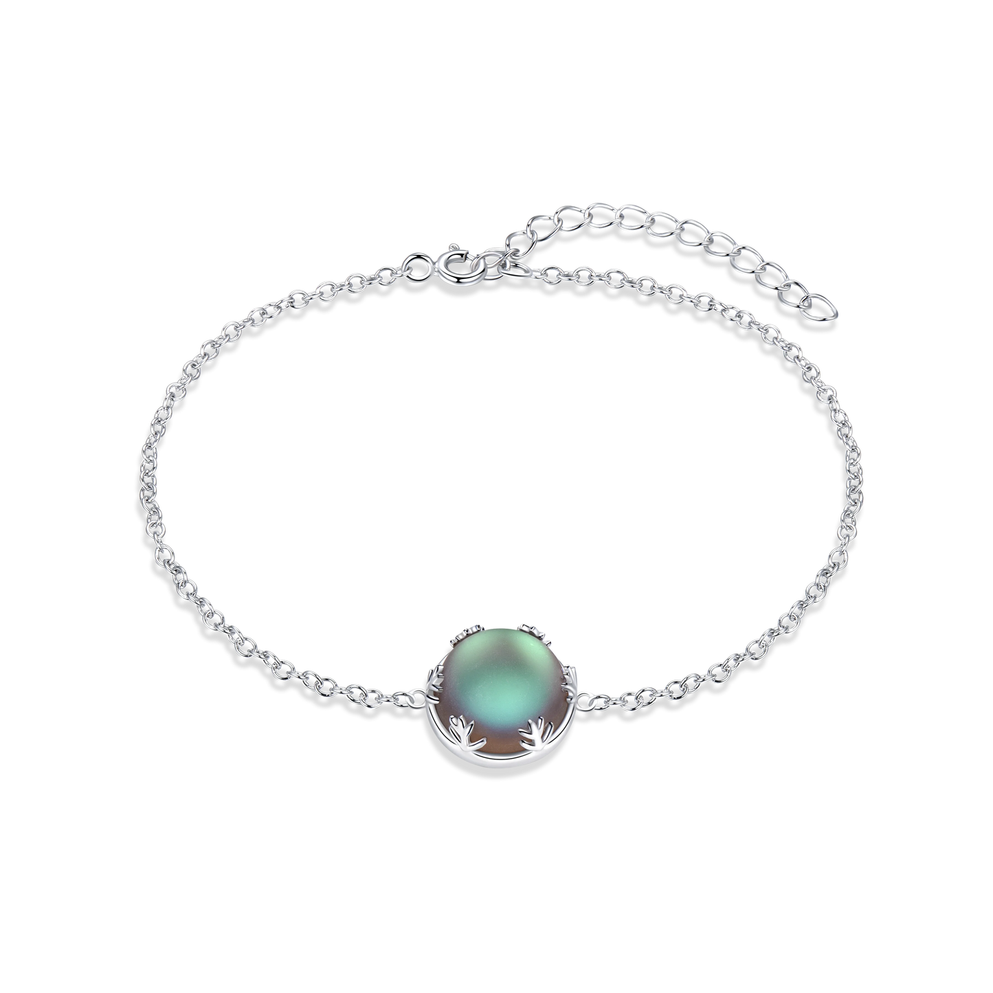 925 Sterling Silver Bracelet Aurora Stone Adjustable Bangle for Women Elegant Woman‘s Bracelets