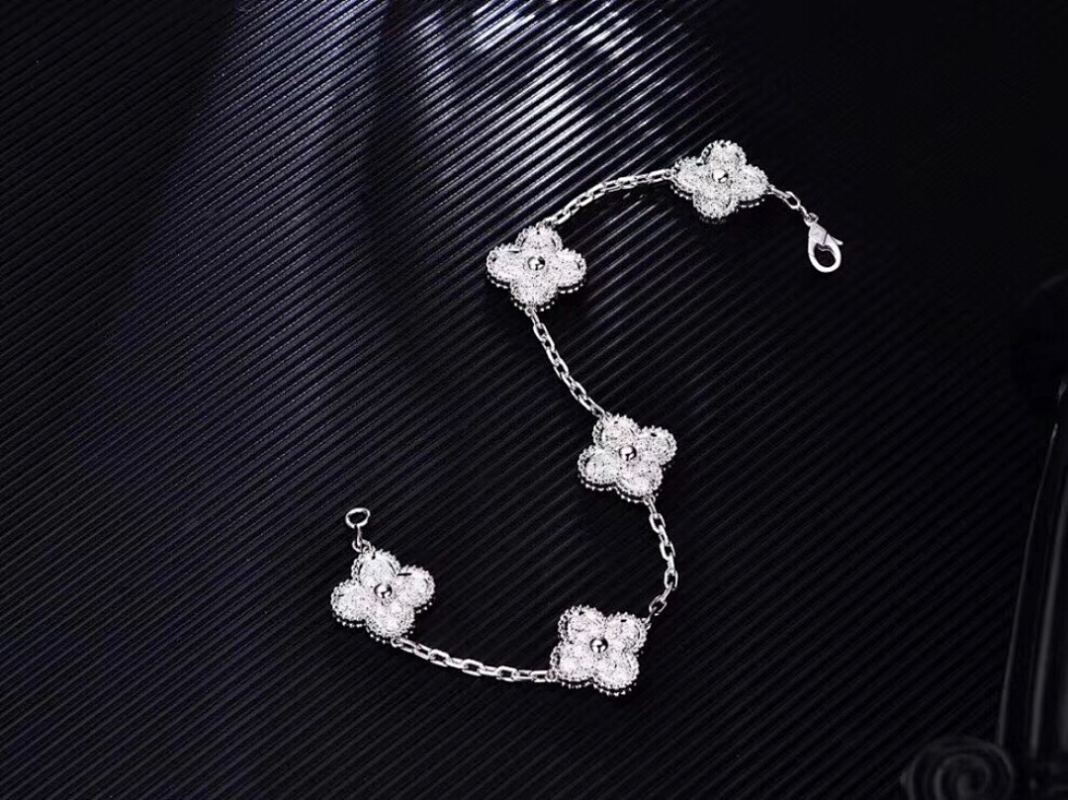 VAB56 Women's mini full diamond five flower bracelet jewelry