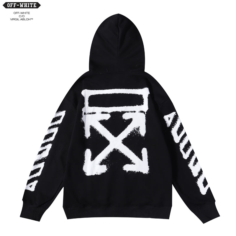 OFFC2 Men's and women's spray paint pattern printed hooded sweatshirt
