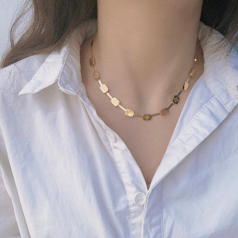 X277 Square flower round flower necklace Jewelry