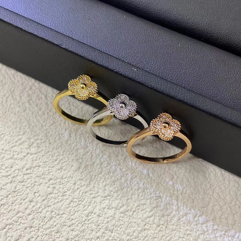 AVSR1 Mini full diamond four-leaf clover ring jewelry