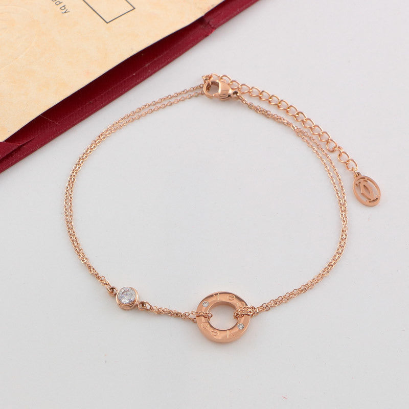 CAB26 Fine diamond-studded stainless steel gold-plated jewelry CA bracelet Jewelry