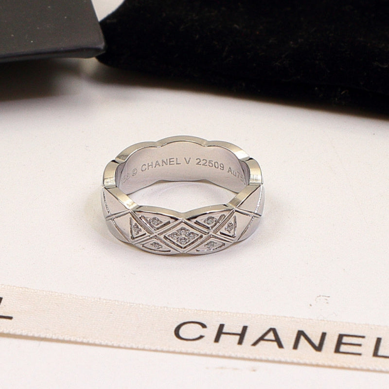 CHR23 Diamond check ring set in diamond Jewelry