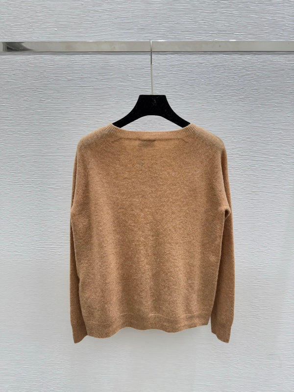 MOC52 Women's solid color round neck knitted long sleeved cardigan clother
