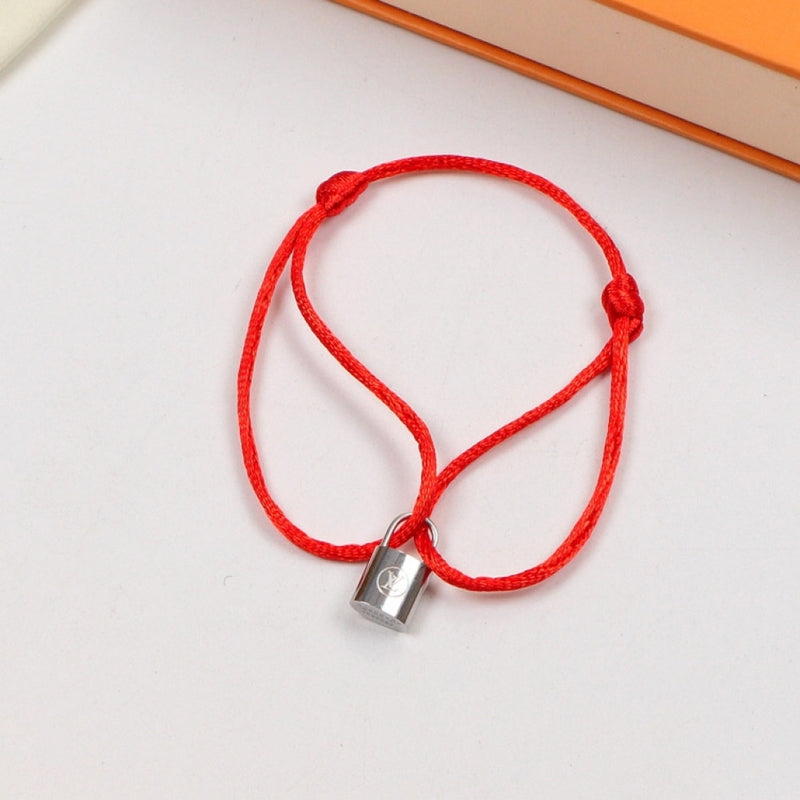 LVB80 Fashionable red rope stainless steel lock Bracelet Jewelry