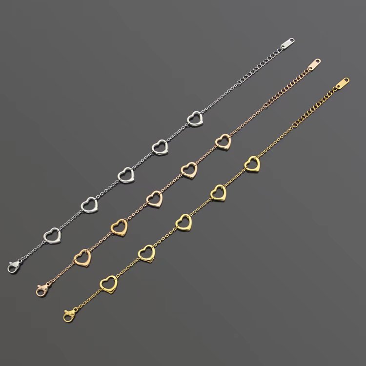TB01 Peach Heart Gold Plated Bracelet Jewelry