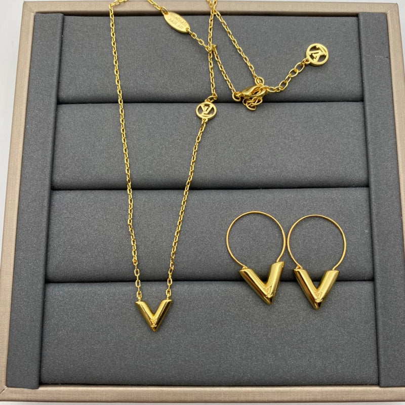 LVH63 Ladies' new fashionable stud necklace set jewelry