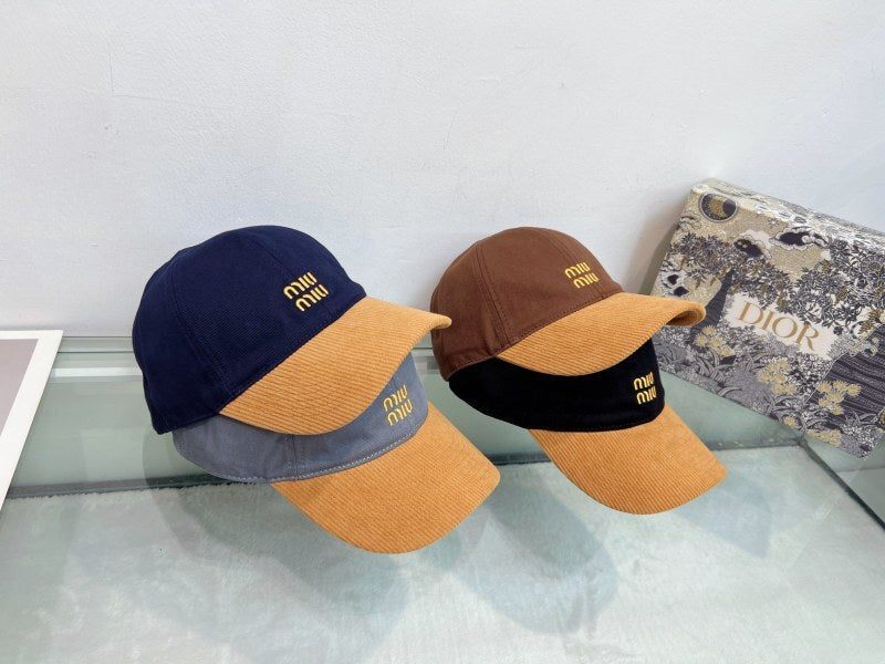 MIH16 New autumn and winter contrasting corduroy smoking baseball cap Hat