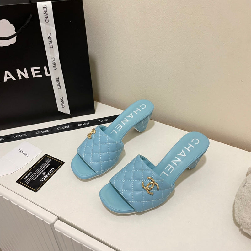 MCS54 Leather slippers Women Heel 6CM shoes 35-41 With box