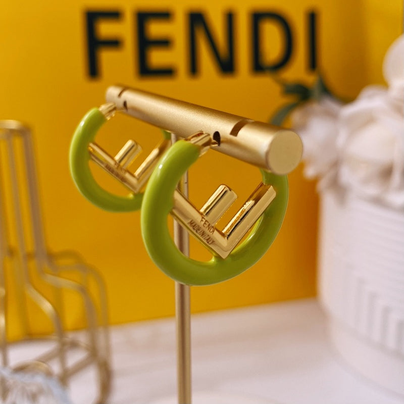 FE3 Fashionable metallic light-sensitive surface F letter color dripping earrings Jewelry
