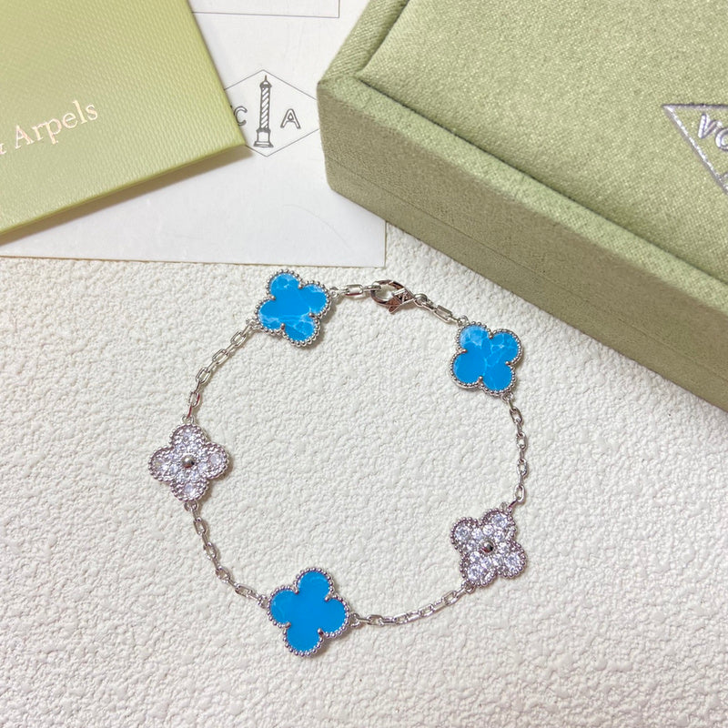 VAB49 New Diamond Sea Pattern Stone Five Flower Bracelet Jewelry