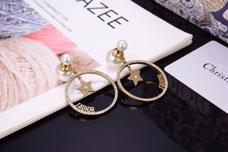 DE126 Classic five-pointed star pearl stud earrings Jewelry