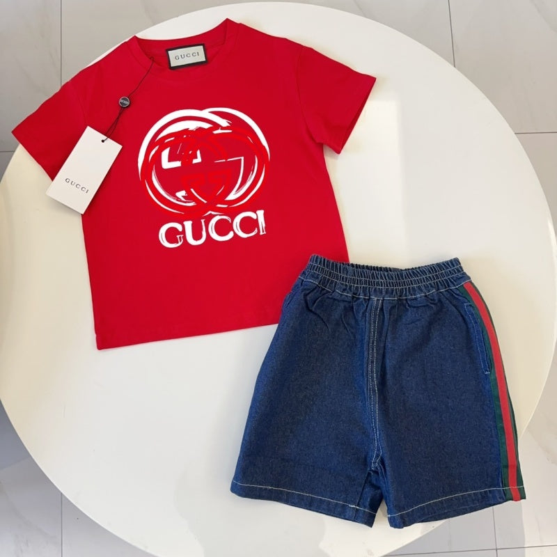 TGUC03 Boys and girls' pure cotton summer short sleeved top T-shirt Clothing