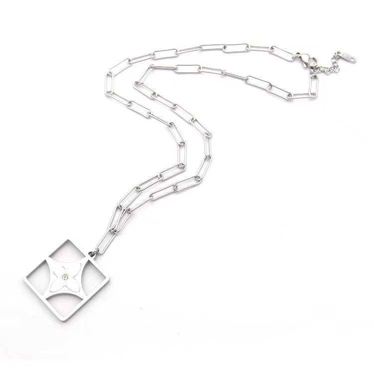 LVN012 Square four leaf flower pendant necklace jewelry