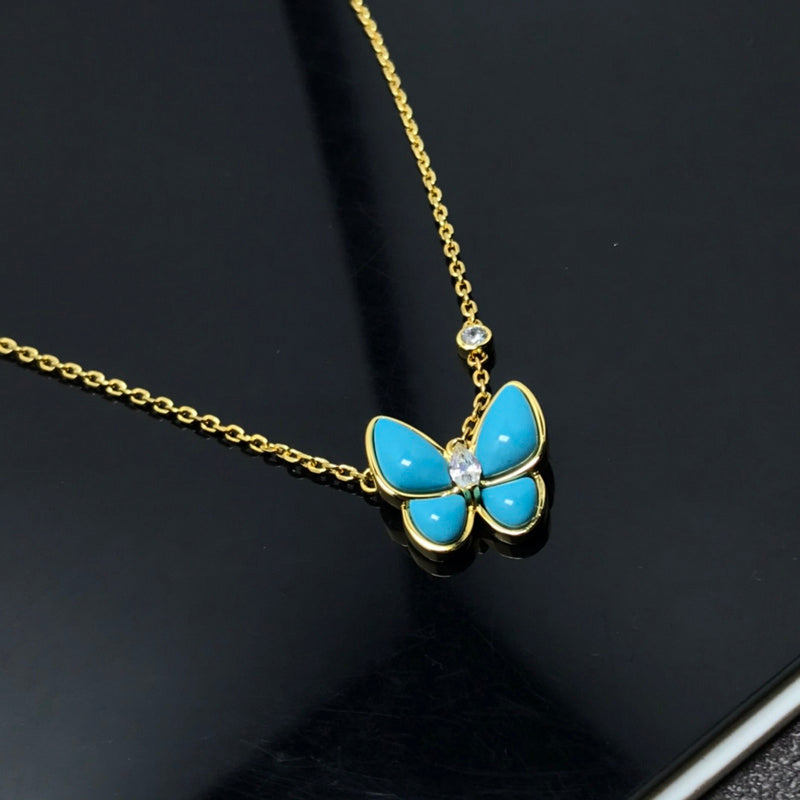 AVSN11 Light blue turquoise butterfly necklace jewelry
