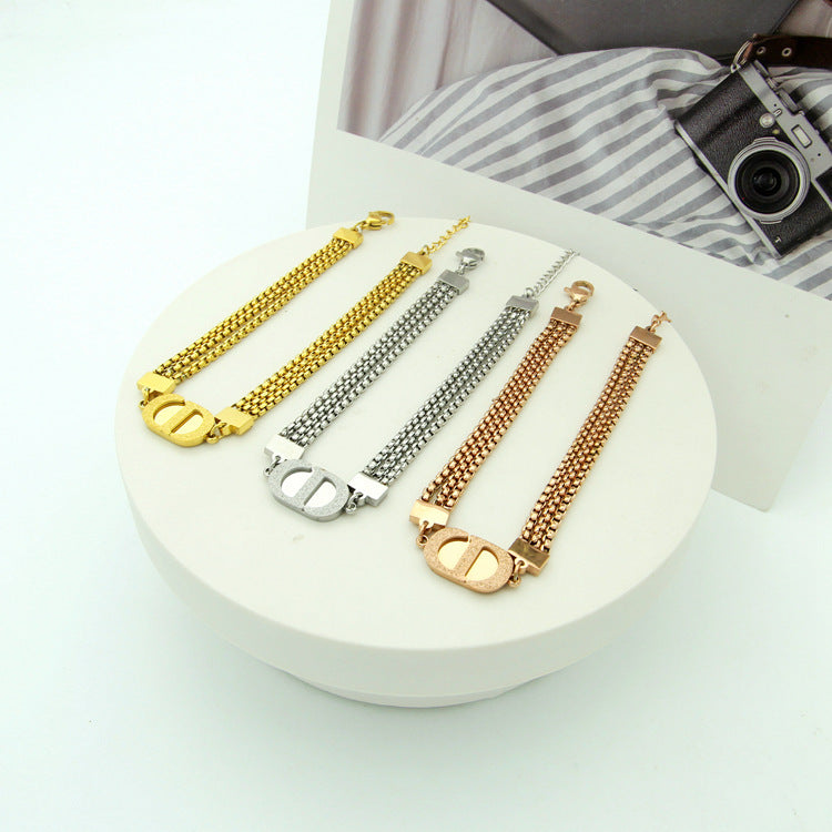 DB03 Frosted D Letter Three layer Bracelet Jewelry