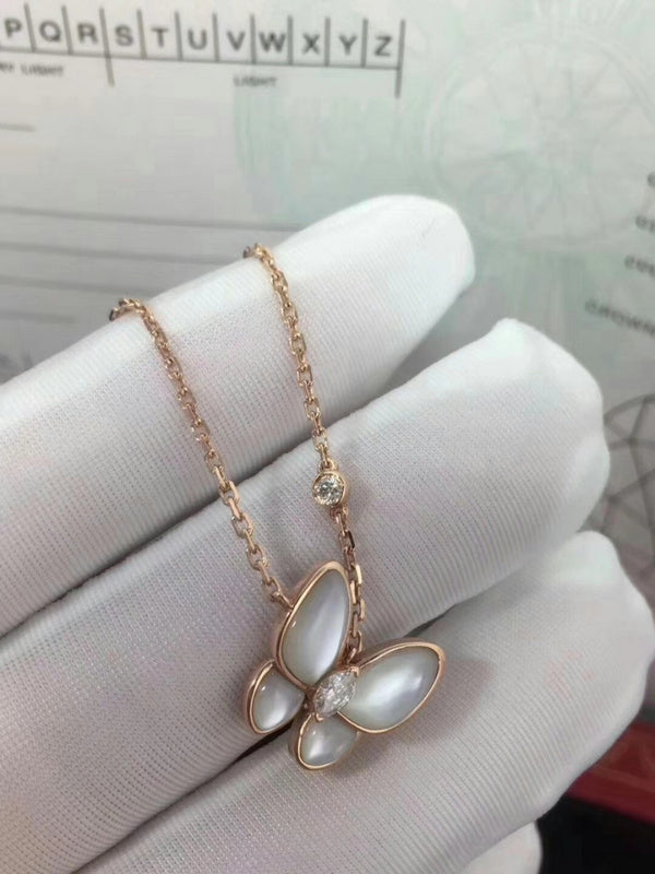 AVSN8 Women's butterfly white fritillary necklace jewelry