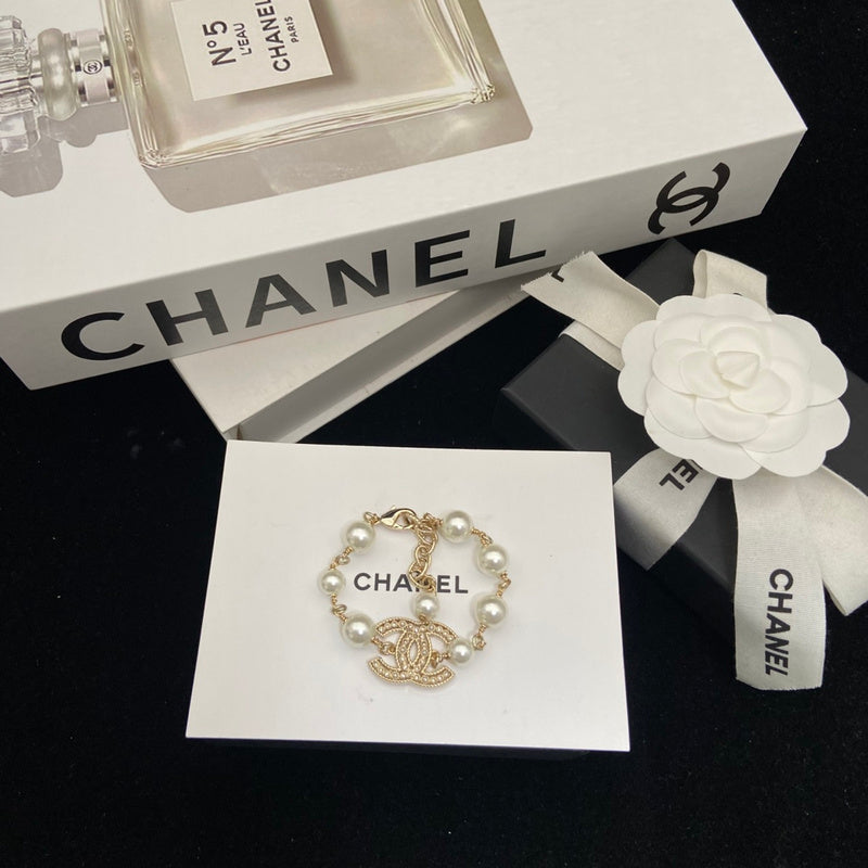 CHB50 Women's Double C Hollow Pearl Bracelet Jewelry