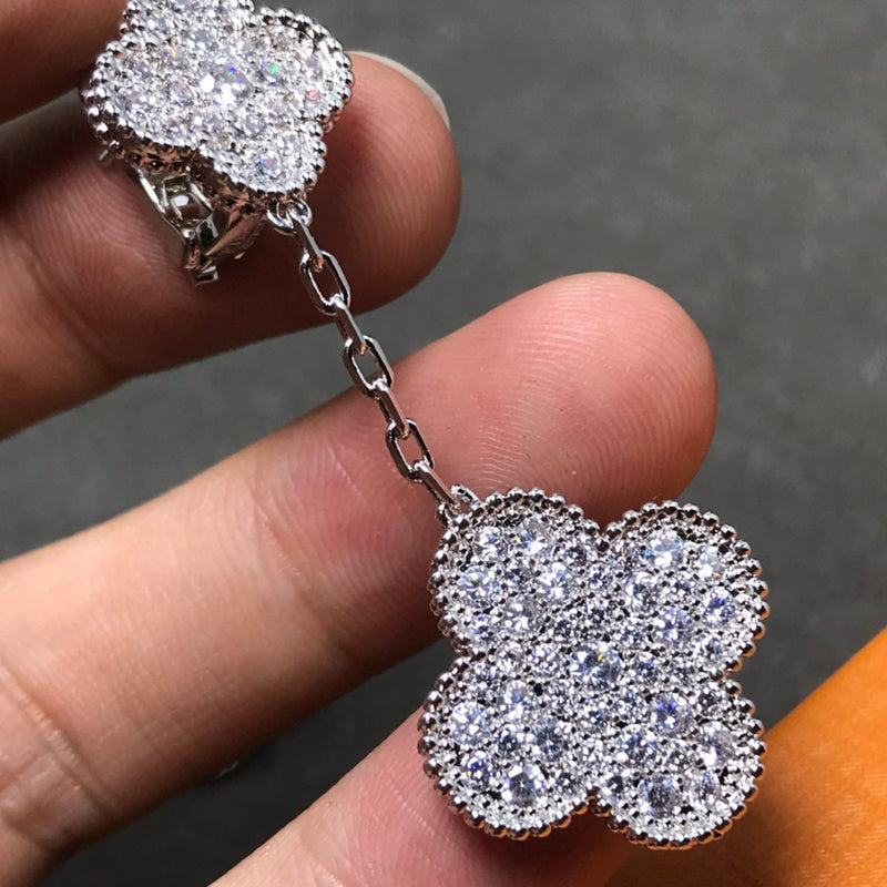 AVSE6 New two flowers full of diamond jewelry