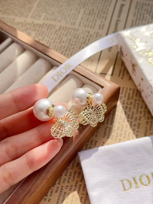 A1071 Women's butterfly pearl earring jewelry