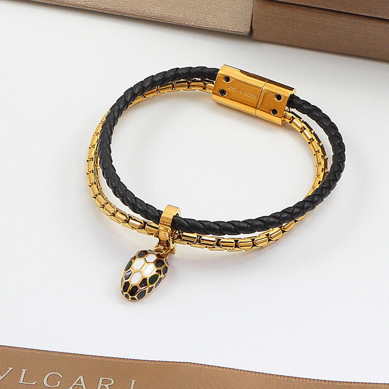 BVB41 Serpenti Forever series leather snake head bracelet jewelry for women