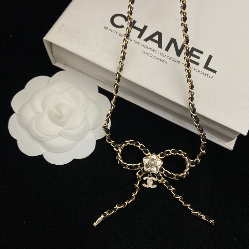 CHN119  Women's new gold double C leather chain bow waist chain/sweater chain jewelry