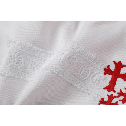 KLC10 High quality men's short sleeved heavy-duty embroidered T-shirt, pure cotton top Clothing