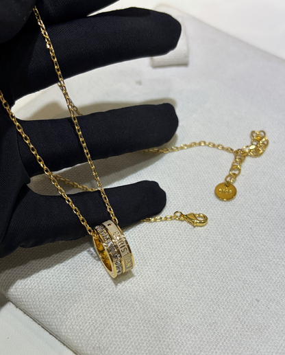 DIN51  Women's enamel square diamond letter necklace jewelry