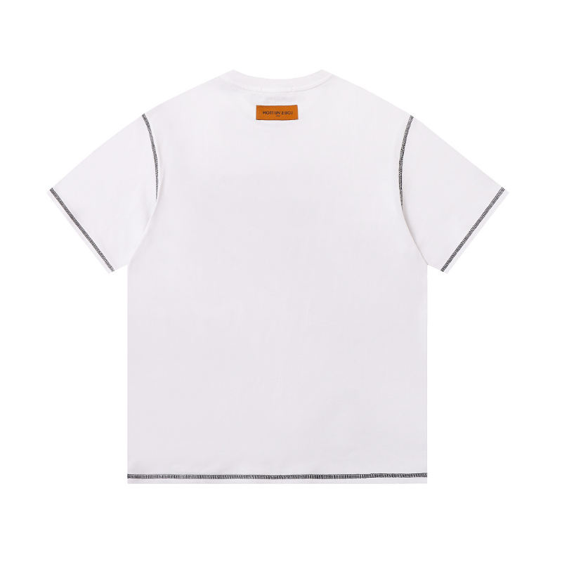 LVC165 High quality men's short sleeved heavy-duty embroidered T-shirt, pure cotton top Clothing
