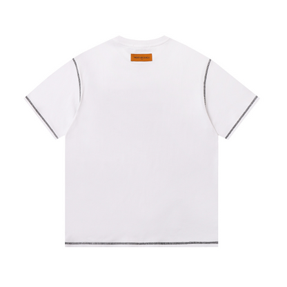 LVC165 High quality men's short sleeved heavy-duty embroidered T-shirt, pure cotton top Clothing