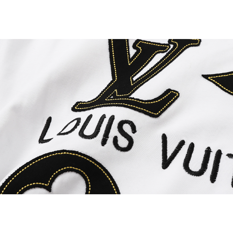 LVC163 High quality men's short sleeved heavy-duty embroidered T-shirt, pure cotton top Clothing