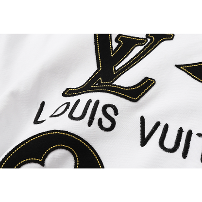 LVC163 High quality men's short sleeved heavy-duty embroidered T-shirt, pure cotton top Clothing