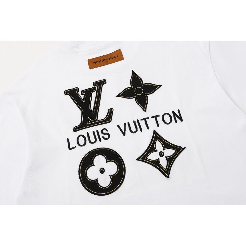LVC163 High quality men's short sleeved heavy-duty embroidered T-shirt, pure cotton top Clothing