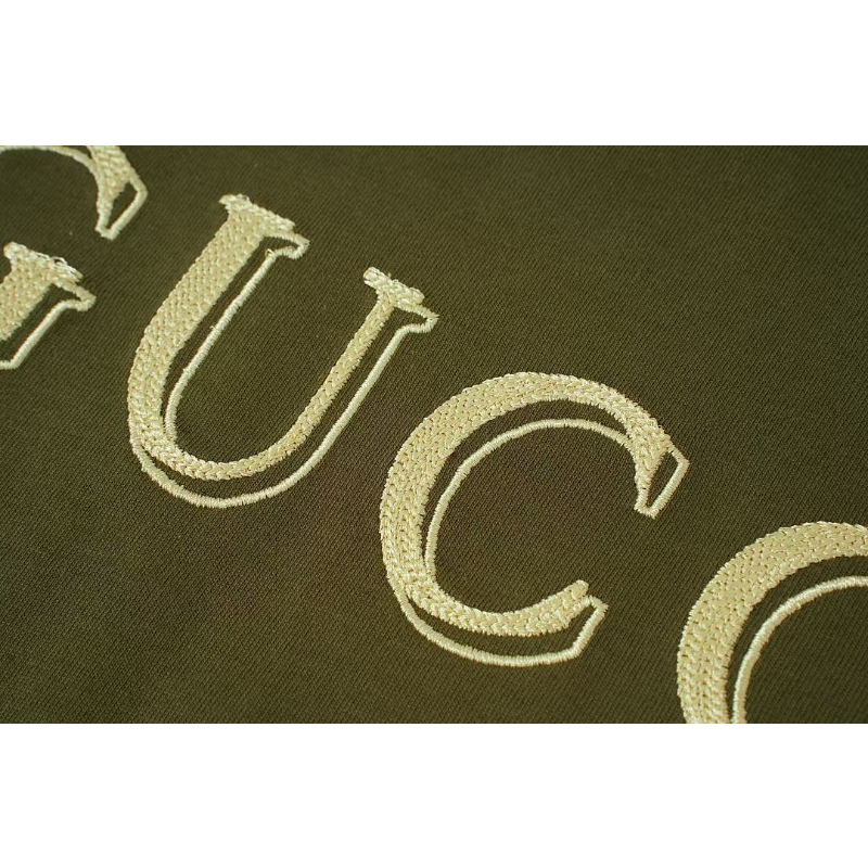 GUC02 High quality men's short sleeved heavy-duty embroidered T-shirt, pure cotton top Clothing