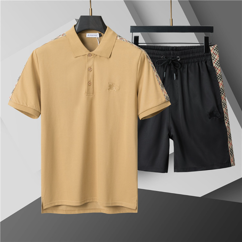 BUC010  New men's summer embroidered polo top+shorts two-piece set Clothing
