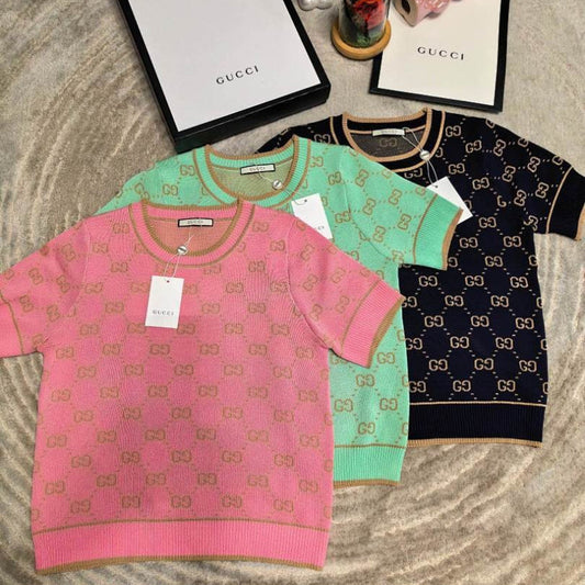 GUC16 New women's summer T-shirt knitted ice silk fabric clothes