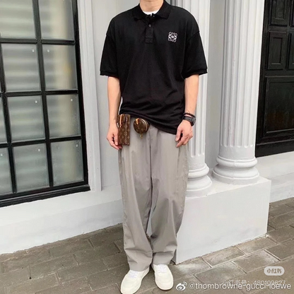 LOC34 New men's summer short sleeved polo collar clothing