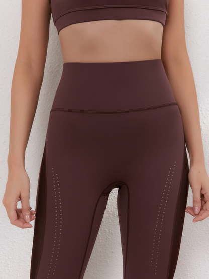 zalo5108   Women's nude elastic plus size sports pants yoga suit set fitness gathering shock-absorbing bra clothing