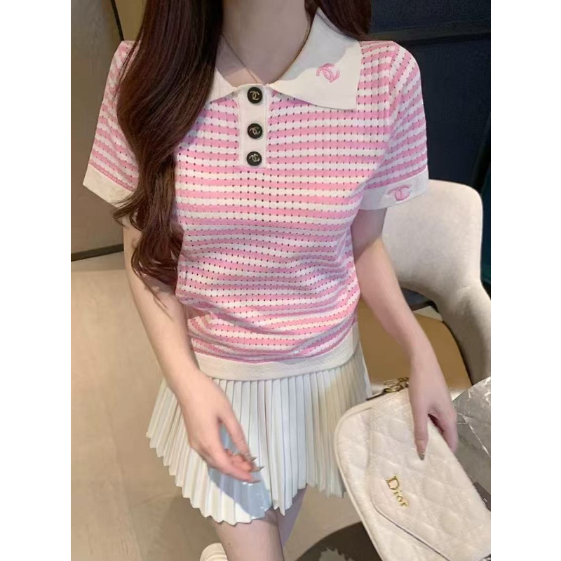 CHC10 New women's summer T-shirt knitted ice silk fabric clothes