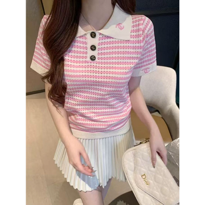 CHC10 New women's summer T-shirt knitted ice silk fabric clothes