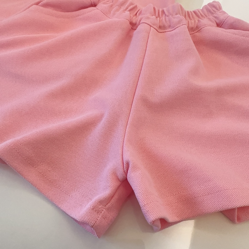 TMIUC1 New girls' summer cotton collar top+cotton shorts set Clothing