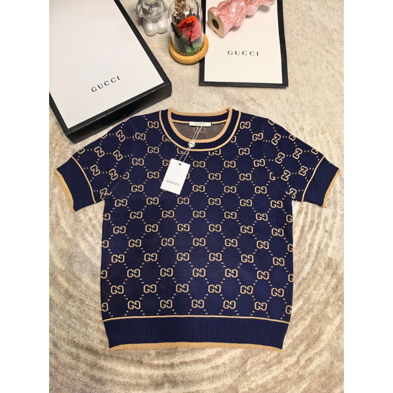 GUC16 New women's summer T-shirt knitted ice silk fabric clothes