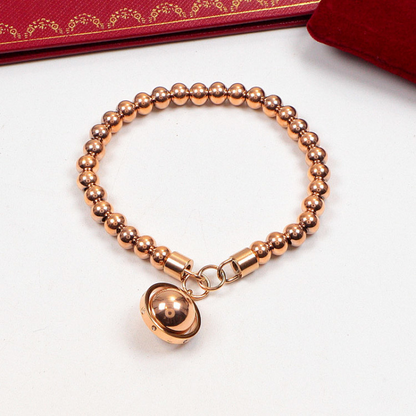 CAB29  Round bead bracelet globe bracelet 316L stainless steel gold-plated jewelry about 18cm