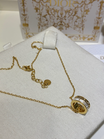 DIN51  Women's enamel square diamond letter necklace jewelry